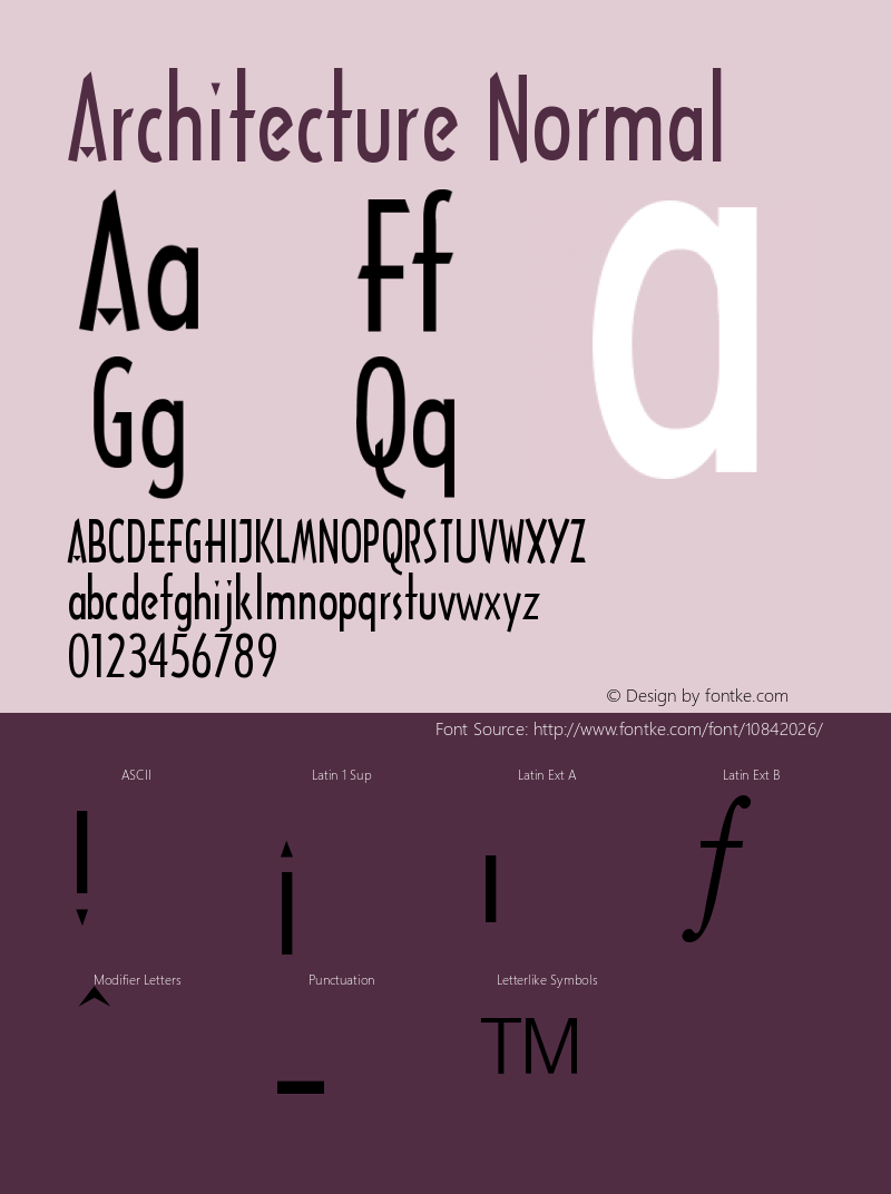 Architecture Normal Version 1.0 Font Sample