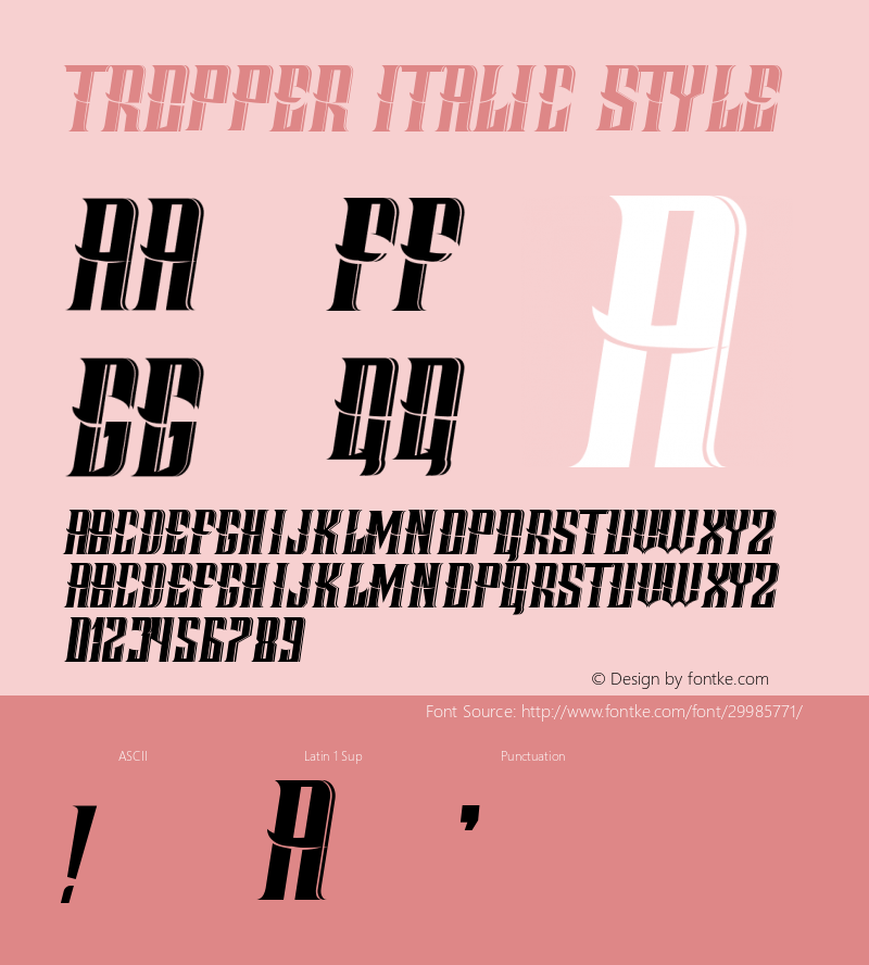 Tropper Italic Style Version 1.002;Fontself Maker 3.1.2 Font Sample