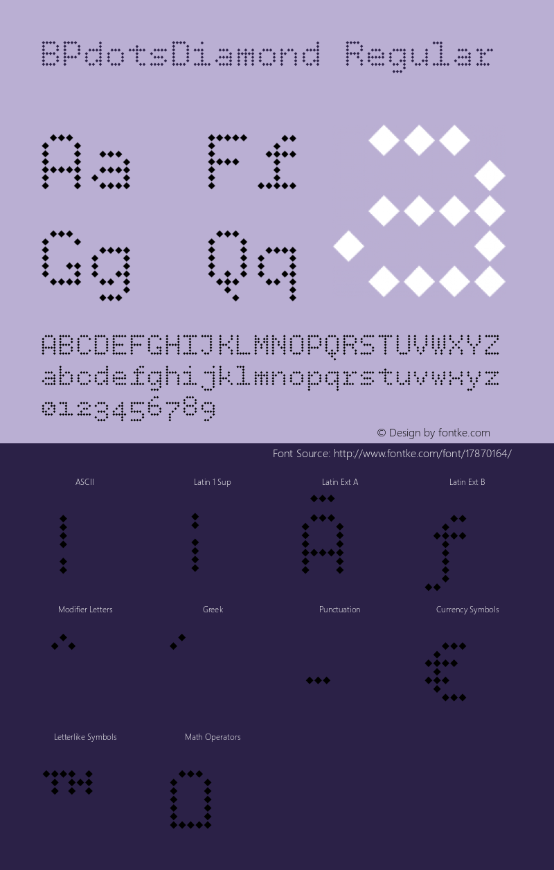 BPdotsDiamond Regular Version 1.000 Font Sample