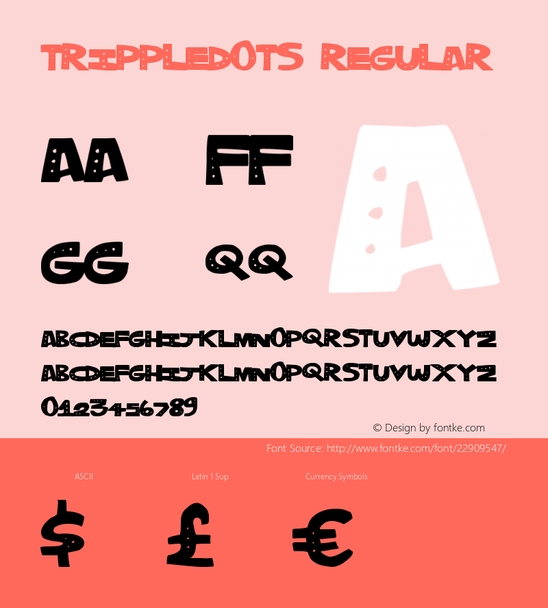 TrippleDots Version 1.00 November 23, 2012, initial release Font Sample