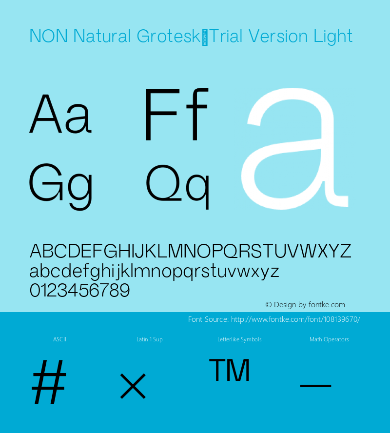 NON Natural Grotesk_Trial Version Light Version 1.000;hotconv 1.0.109;makeotfexe 2.5.65596 Font Sample