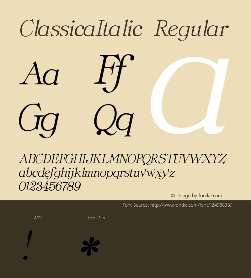 ClassicaItalic Regular 001.001 Font Sample