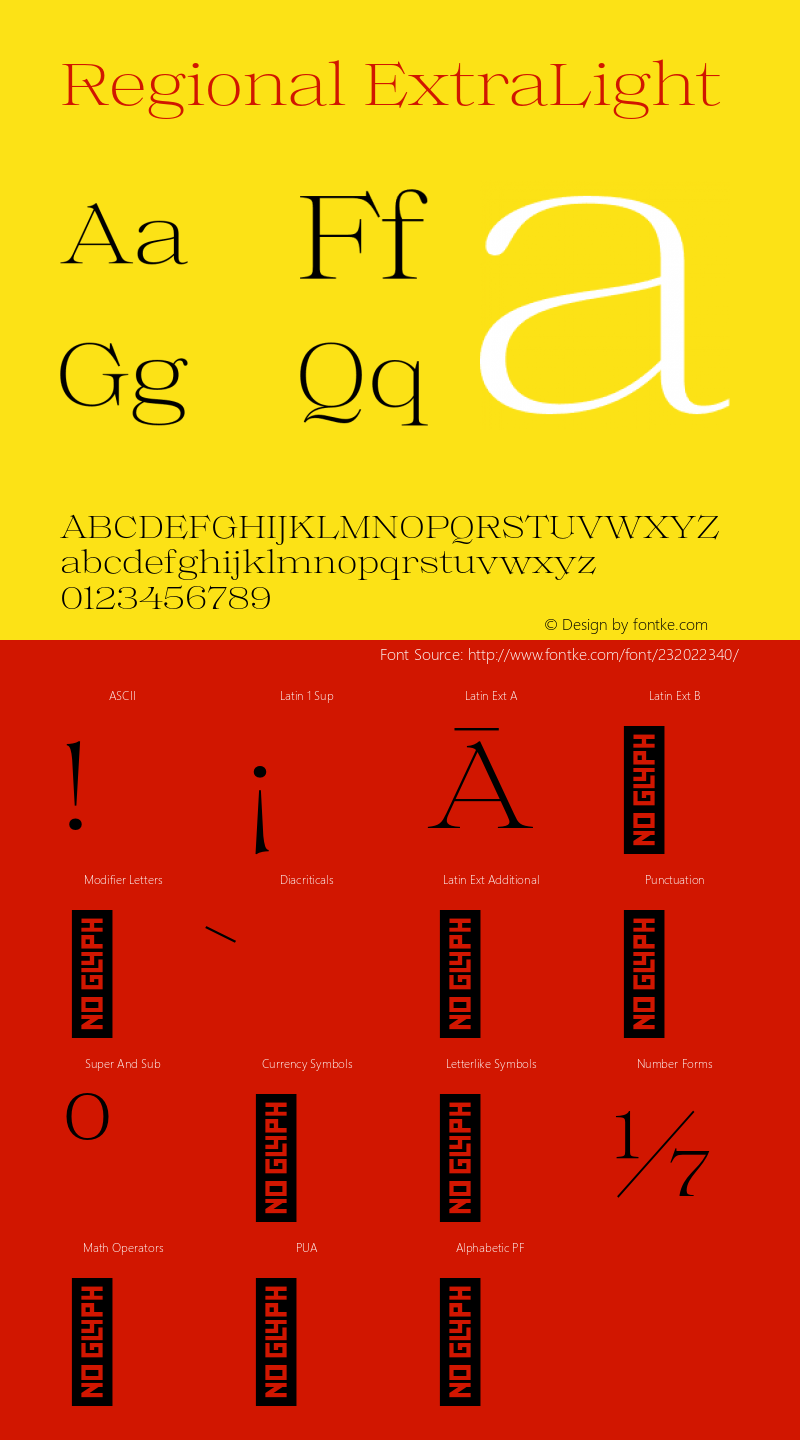 Regional ExtraLight Version 1.000;hotconv 1.0.109;makeotfexe 2.5.65596图片样张