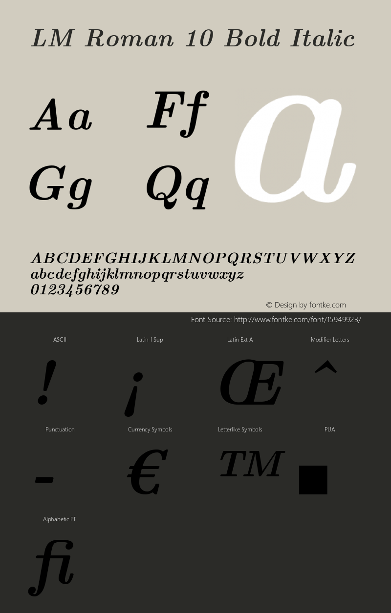 LM Roman 10 Bold Italic Version 1.106;PS 1.106;hotconv 1.0.49;makeotf.lib2.0.14853 Font Sample