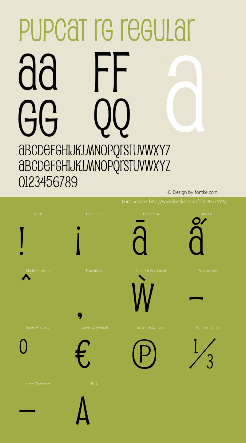 Pupcat Rg Regular Version 5.000 Font Sample