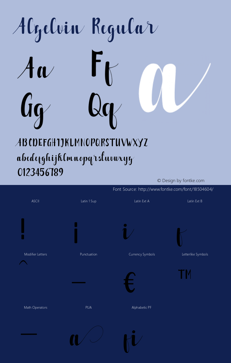 Alzelvin Regular Version 1.000; ttfautohint (v1.3) Font Sample