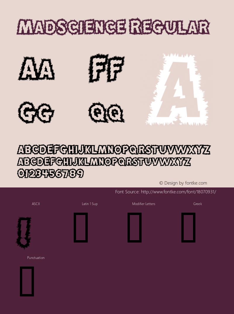 MadScience Regular Macromedia Fontographer 4.1.5 11/3/01 Font Sample
