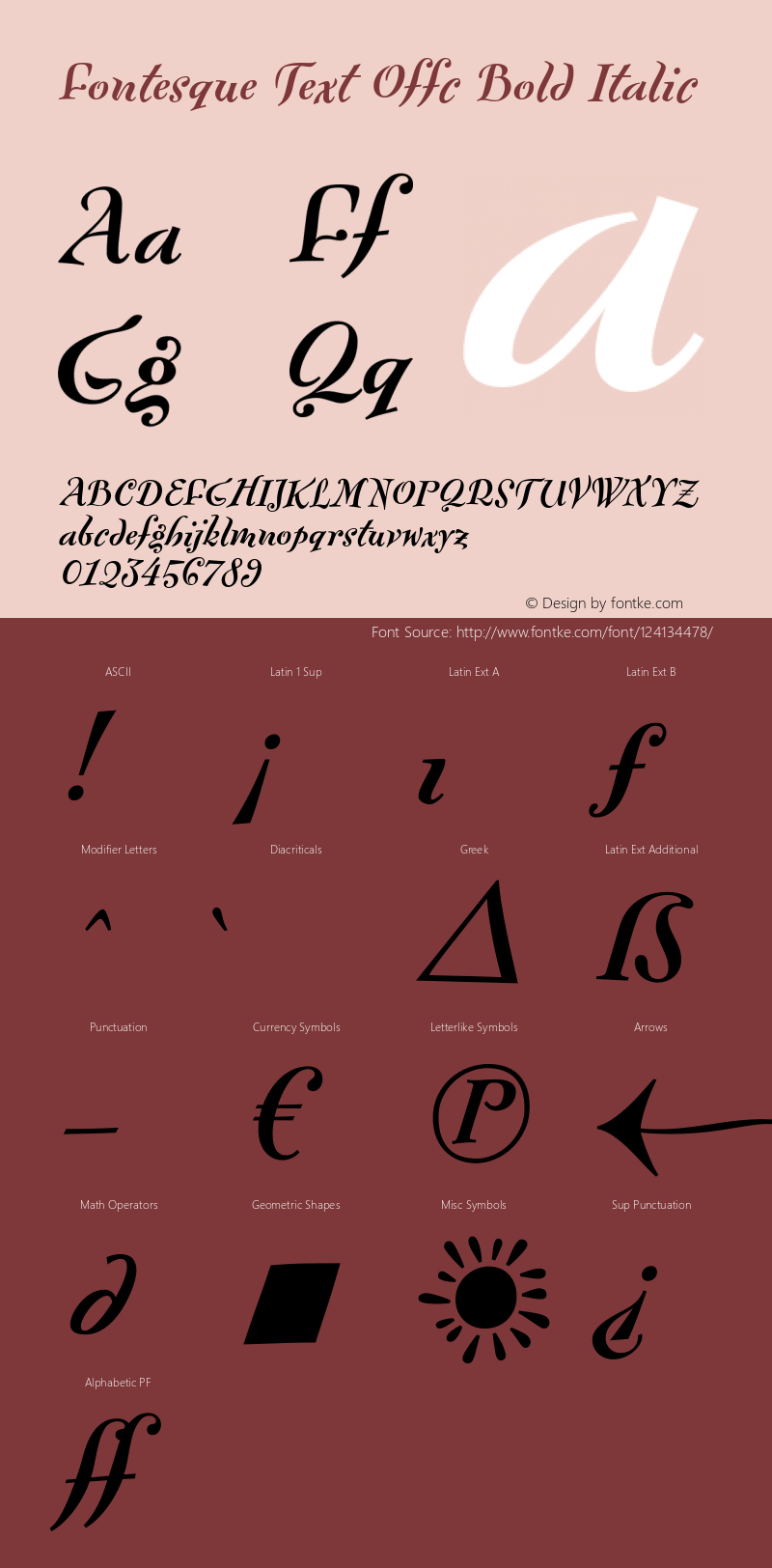 Fontesque Text Offc Bold Italic Version 7.504; 2010; Build 1002 Font Sample