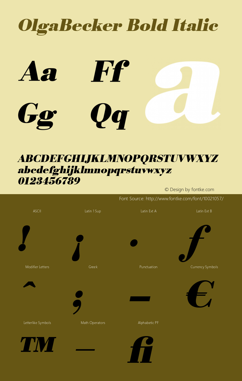 OlgaBecker Bold Italic 001.000 Font Sample