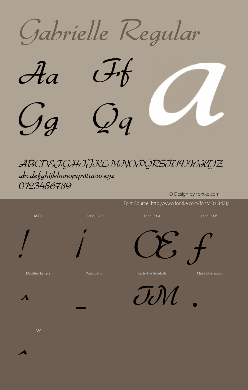 Gabrielle Regular 1.2 Font Sample