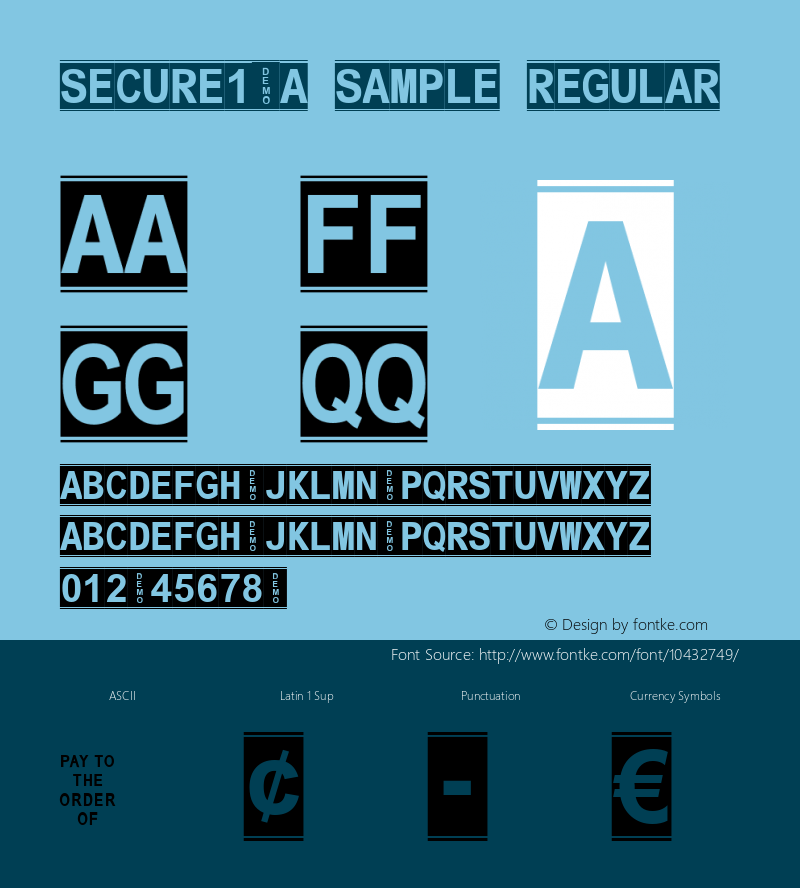 Secure19a Sample Regular Version 2.000 Font Sample