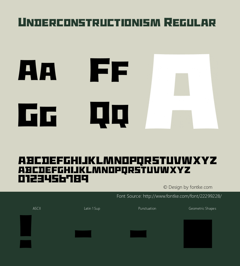 Underconstructionism Regular Version 1.002 Font Sample