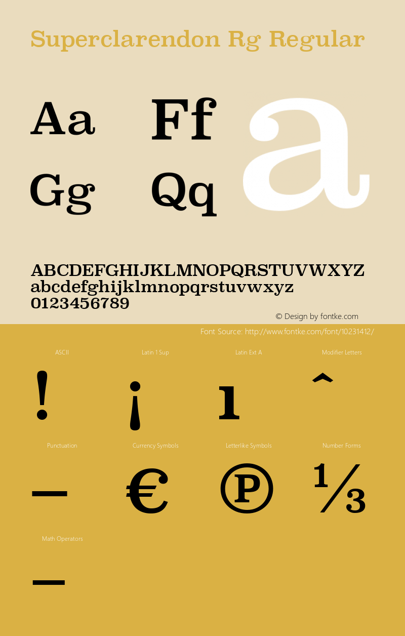 Superclarendon Rg Regular Version 001.000 Font Sample