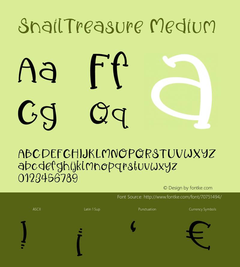 SnailTreasure Version 001.000 Font Sample