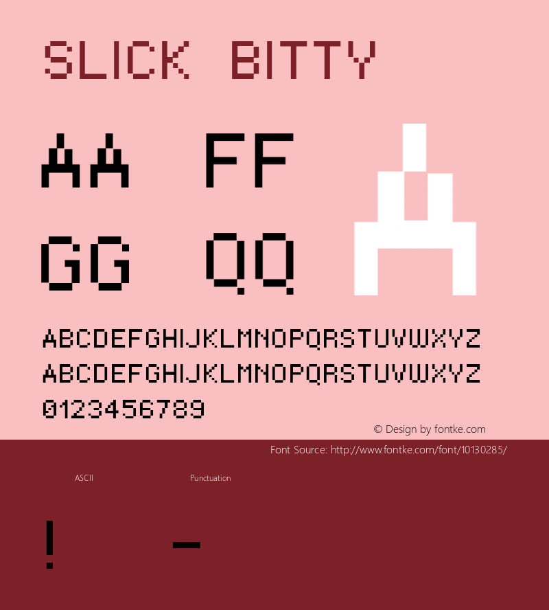 Slick bitty Macromedia Fontographer 4.1 05.12.2001 Font Sample