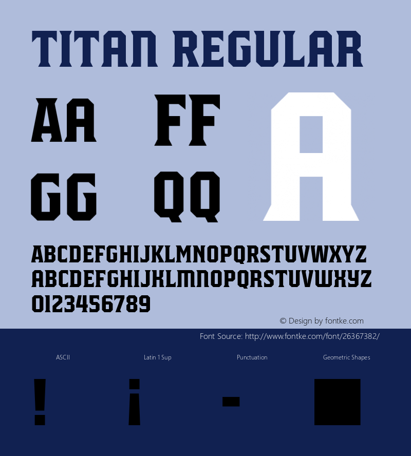 Titan Regular Version 1.001;PS 1.000;hotconv 16.6.51;makeotf.lib2.5.65220 Font Sample