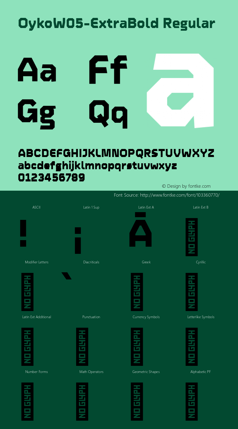 Oyko W05 ExtraBold Version 1.00 Font Sample