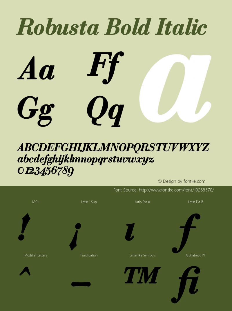 Robusta Bold Italic PDF Extract Font Sample