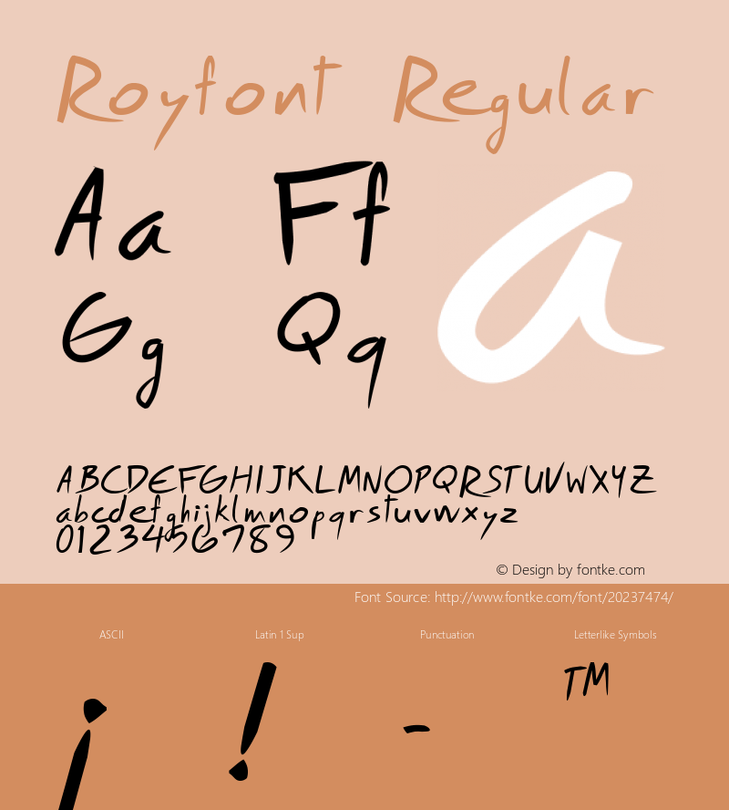 Royfont Macromedia Fontographer 4.1.5 5/8/04 Font Sample