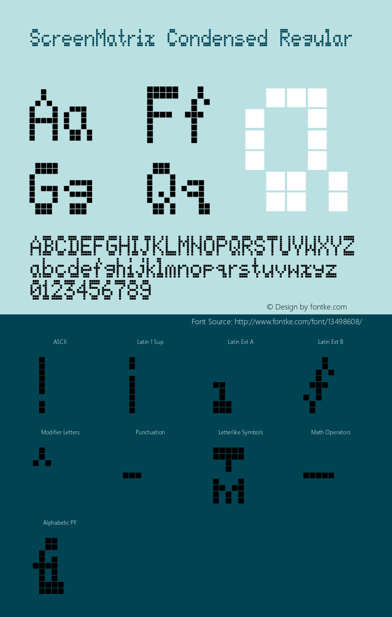 ScreenMatrix Condensed Regular 001.000 Font Sample