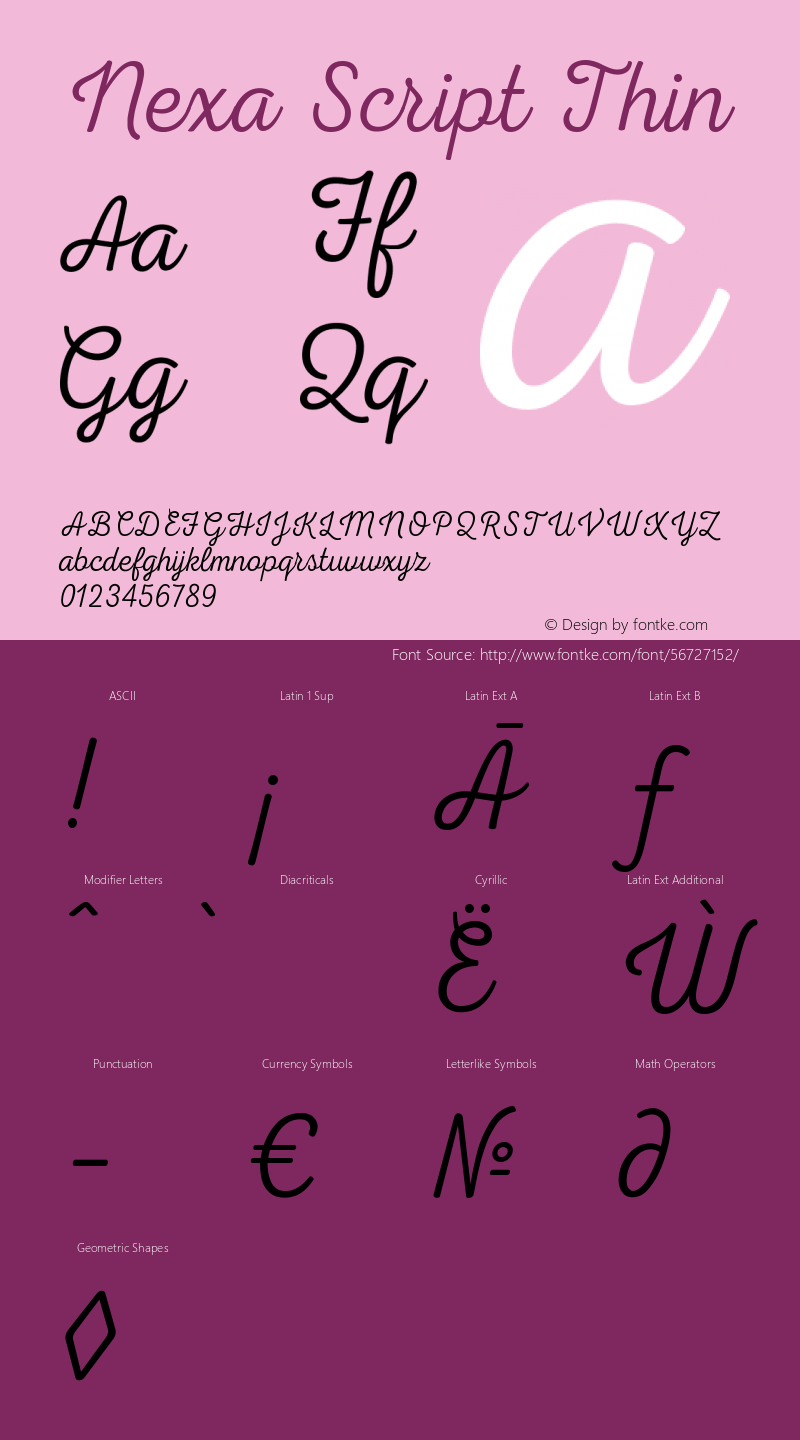 Nexa Script Thin Version 1.000;PS 001.000;hotconv 1.0.70;makeotf.lib2.5.58329 Font Sample