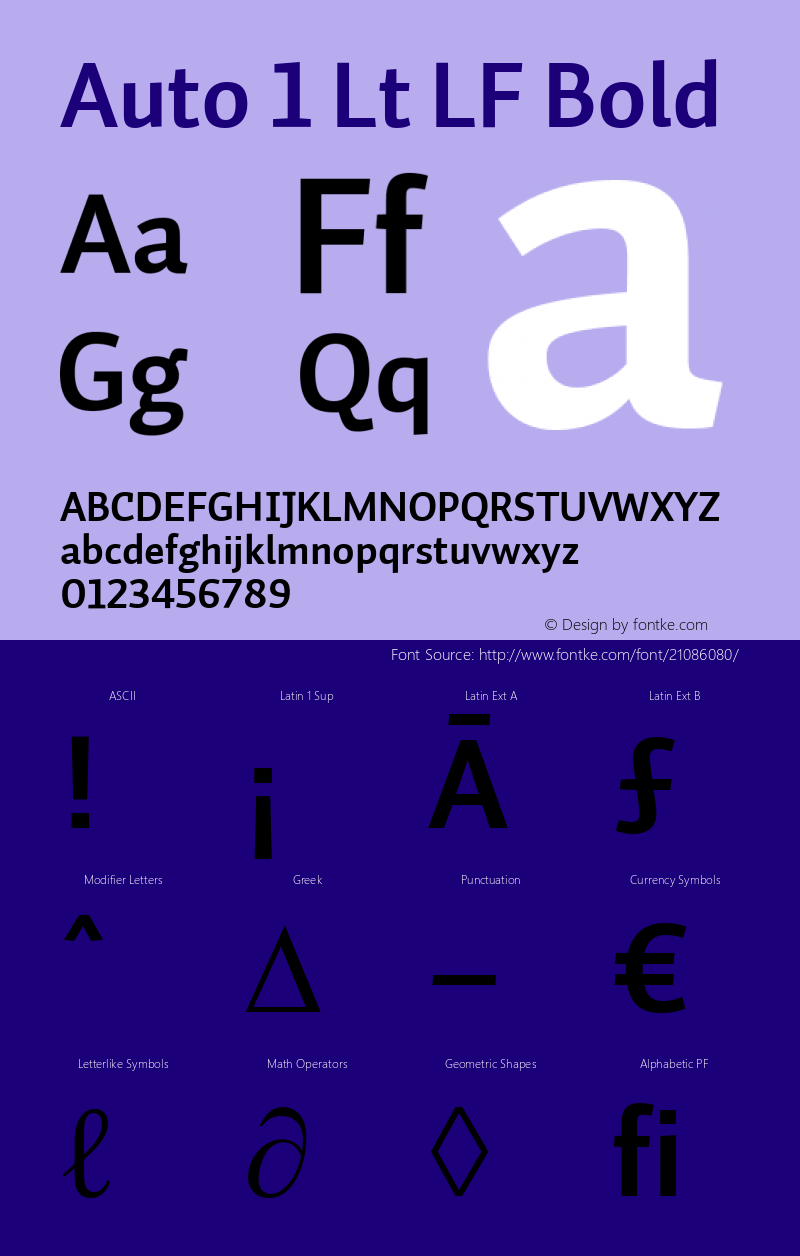 Auto1-BoldLF Version 1.110;PS 001.110;hotconv 1.0.38;2004 Font Sample