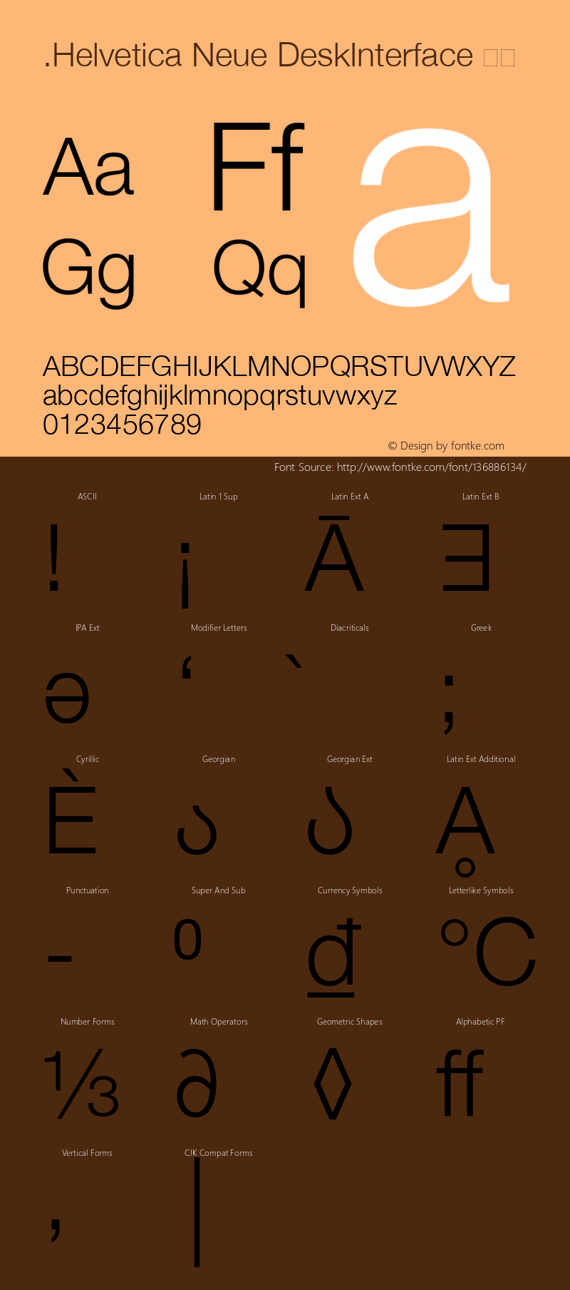 .Helvetica Neue DeskInterface 细体  Font Sample