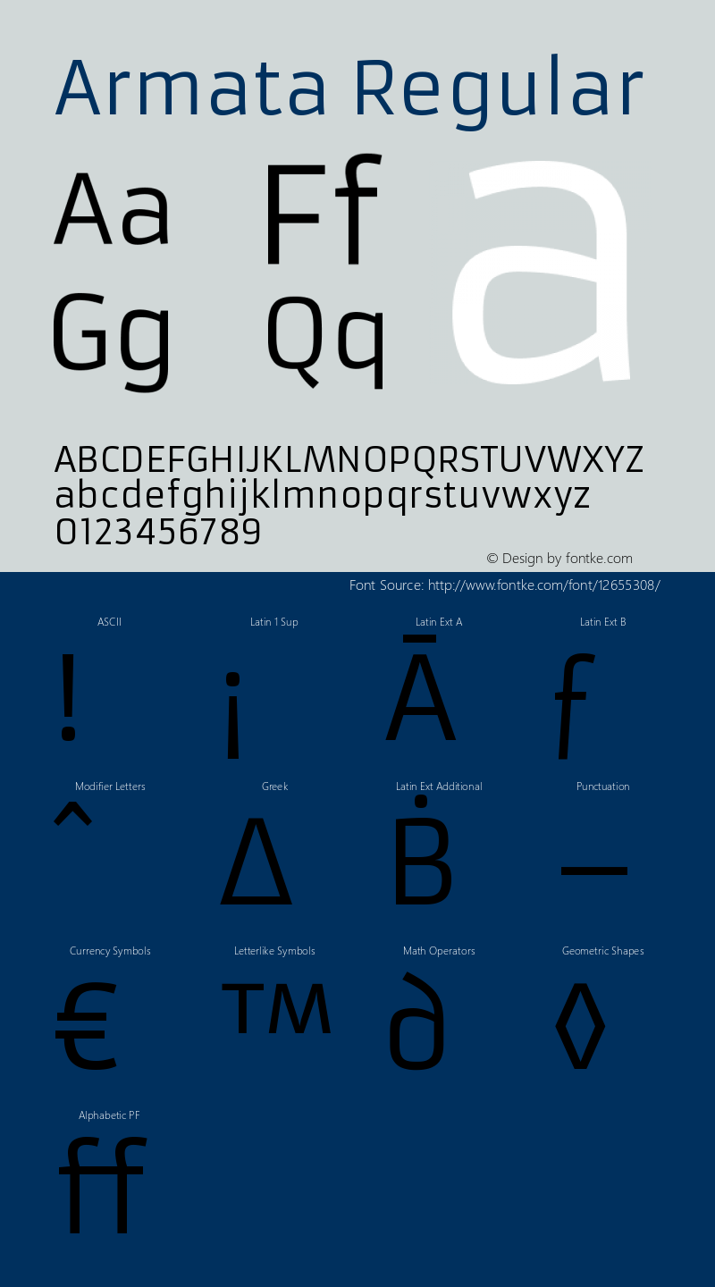 Armata Regular Version 1.002 Font Sample