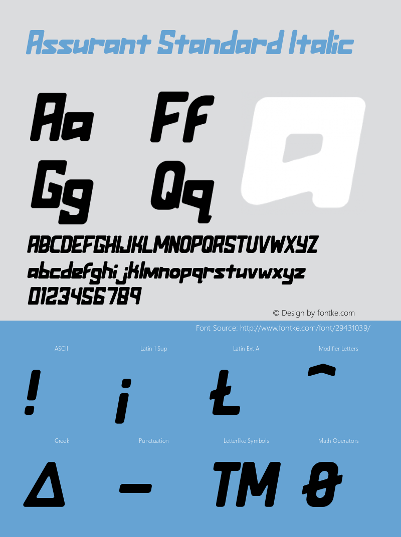 Assurant Standard Italic Version 1.001;PS 001.001;hotconv 1.0.88;makeotf.lib2.5.64775 Font Sample