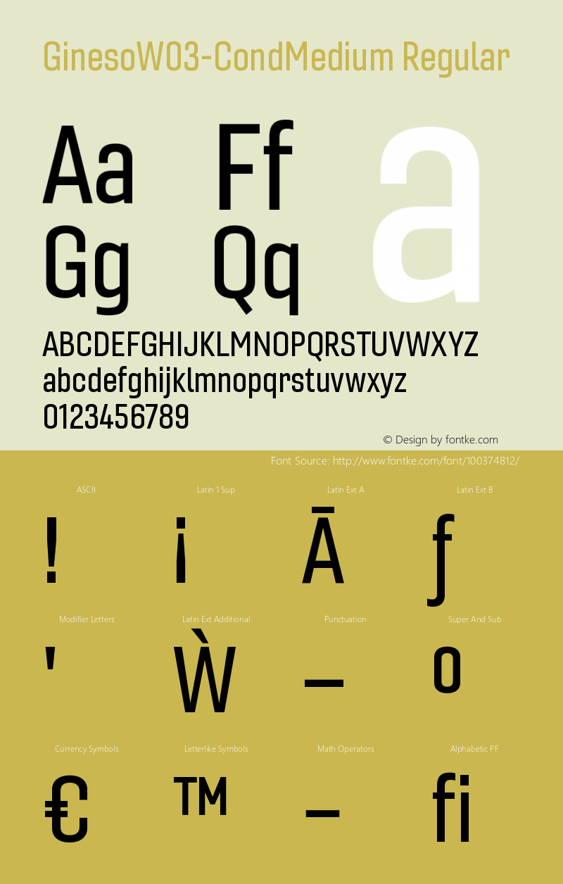 Gineso W03 Cond Medium Version 1.001 Font Sample