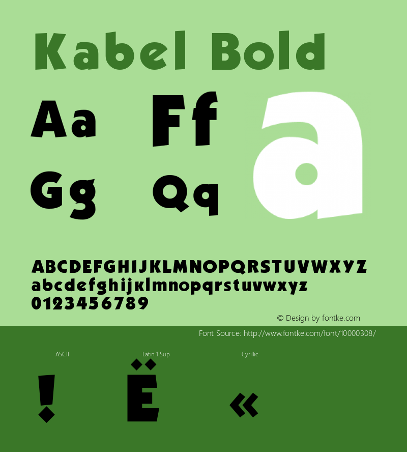 Kabel Bold 1.0 Fri Jun 18 08:56:06 1993 Font Sample