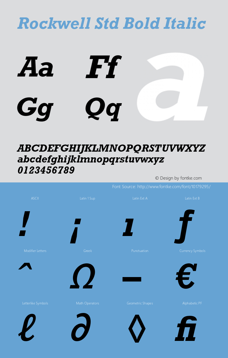 Rockwell Std Bold Italic Version 1.047;PS 001.000;Core 1.0.38;makeotf.lib1.6.5960 Font Sample