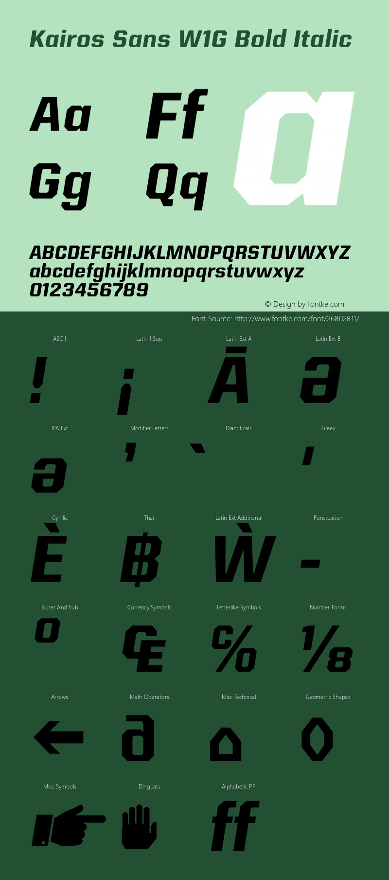 Kairos Sans W1G Bold Italic Version 1.00 Font Sample