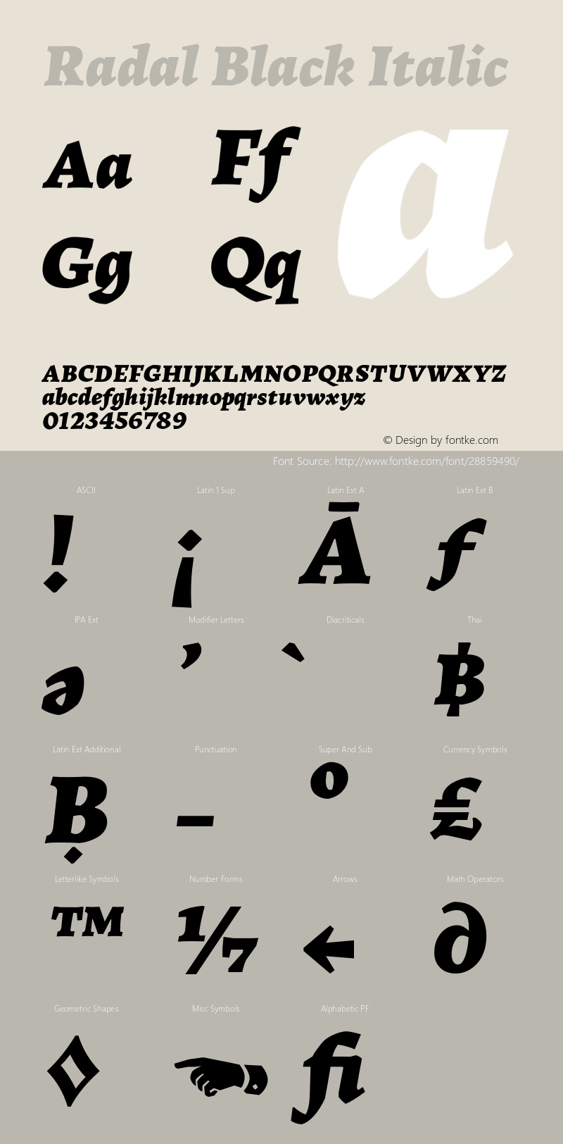 Radal-BlackItalic Version 1.000;PS 001.000;hotconv 1.0.88;makeotf.lib2.5.64775 Font Sample