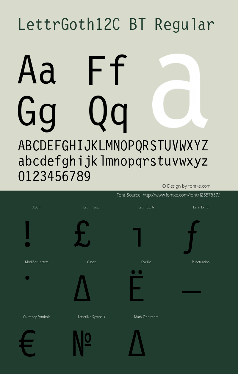 LettrGoth12C BT Regular OTF 1.0;PS 001.000;Core 116;AOCW 1.0 161 Font Sample