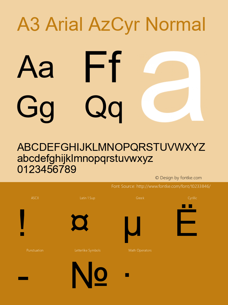 A3 Arial AzCyr Normal Unknown Font Sample