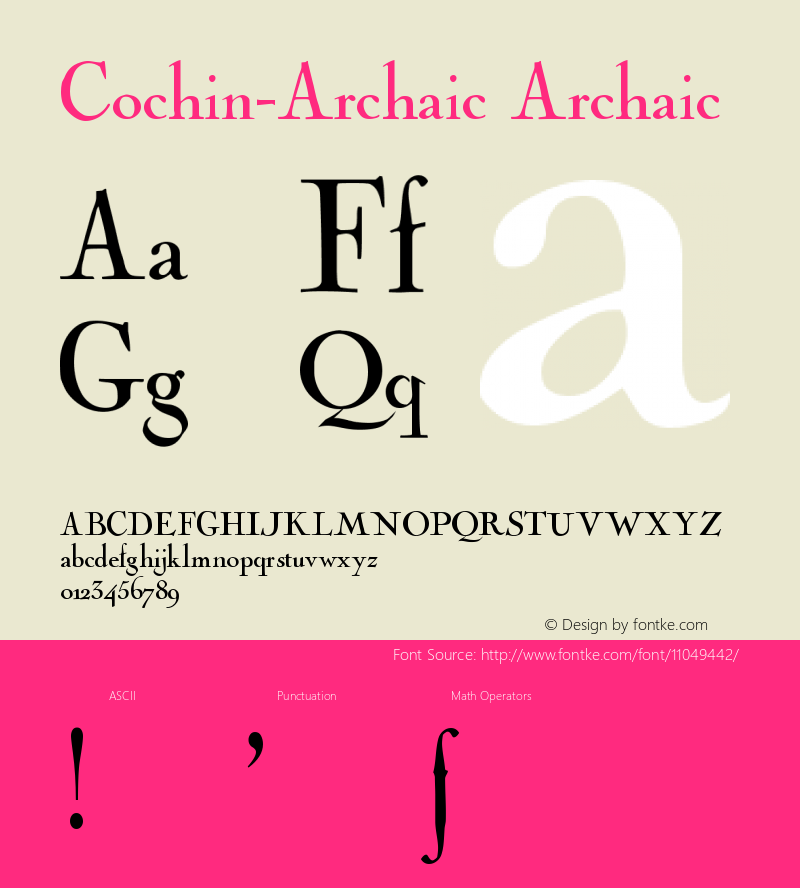 Cochin-Archaic Archaic Version 001.000 Font Sample