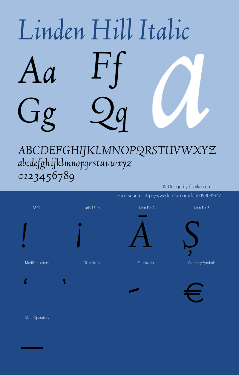 Linden Hill Italic Version 1.201 Font Sample