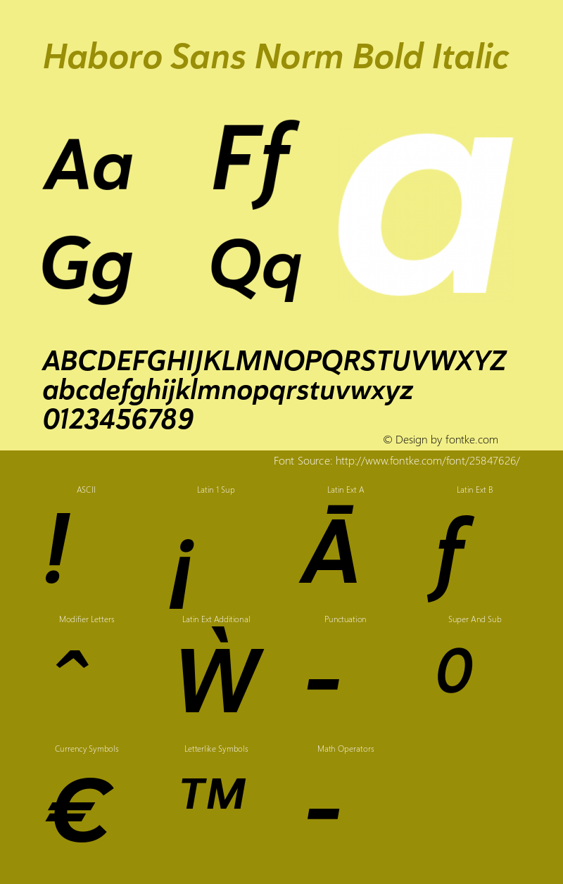 Haboro Sans Norm Bold Italic Version 1.000 Font Sample