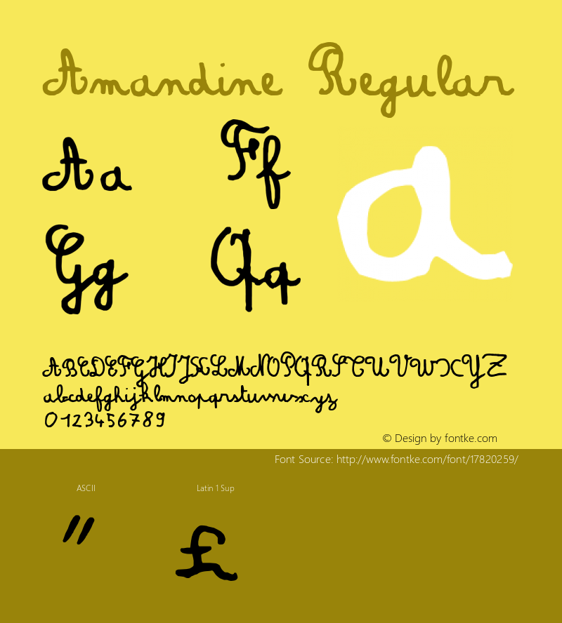 Amandine Regular 1998; 1.0, initial release Font Sample