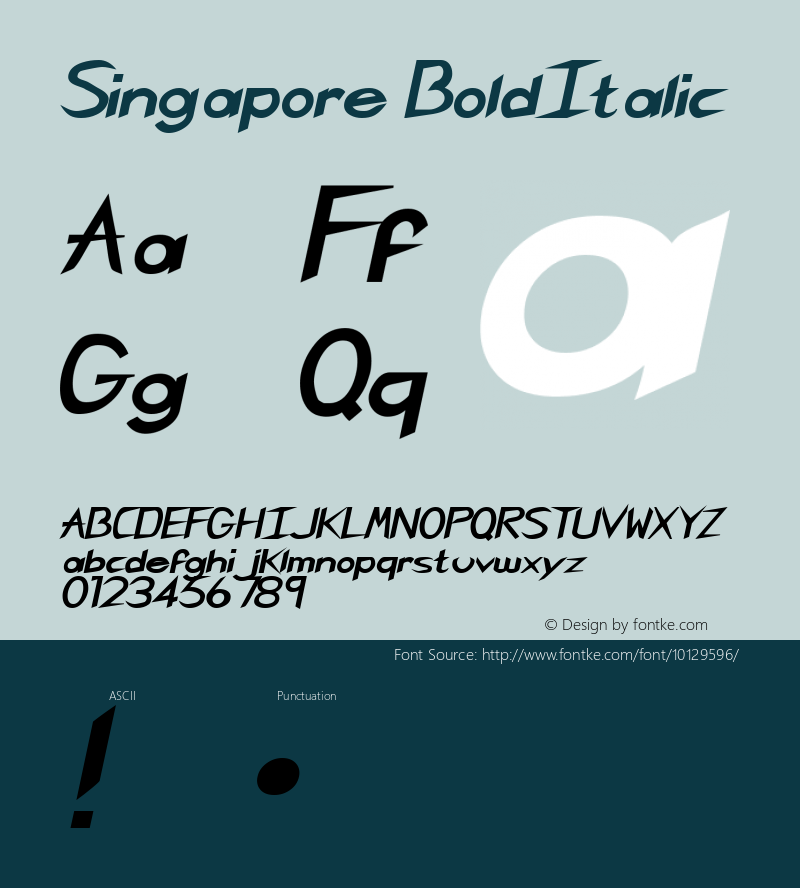 Singapore BoldItalic Rev. 003.000 Font Sample