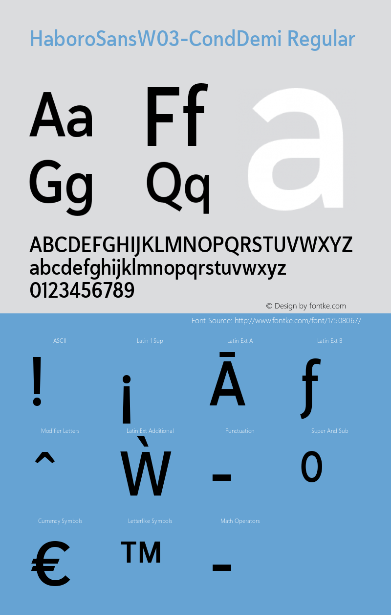 HaboroSansW03-CondDemi Regular Version 1.00 Font Sample