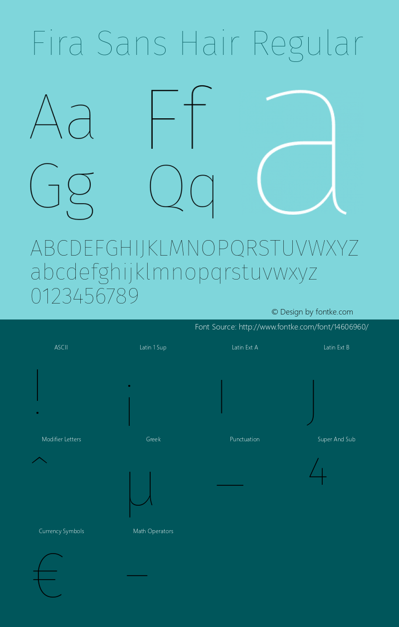 Fira Sans Hair Regular Version 3.111 Font Sample