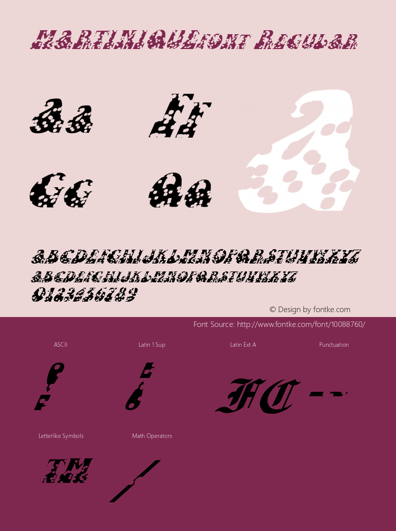 MARTINIQUEfont Regular Altsys Fontographer 3.5  4/3/01 Font Sample