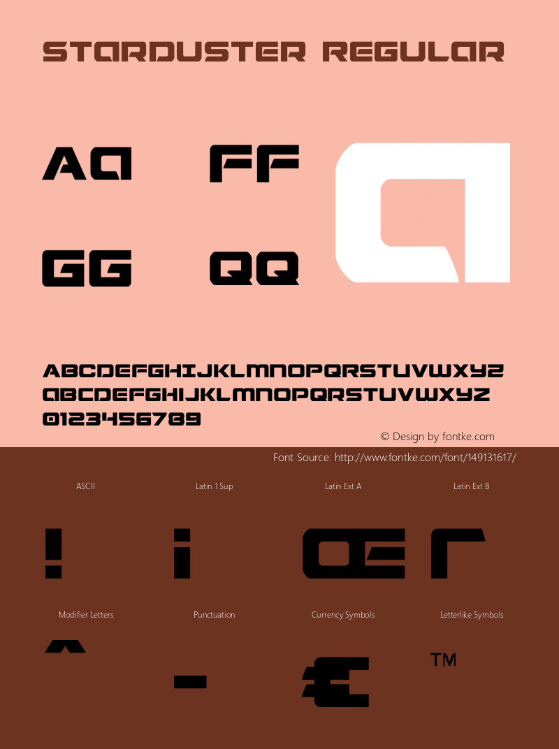 Starduster Version 3.0; 2016 Font Sample