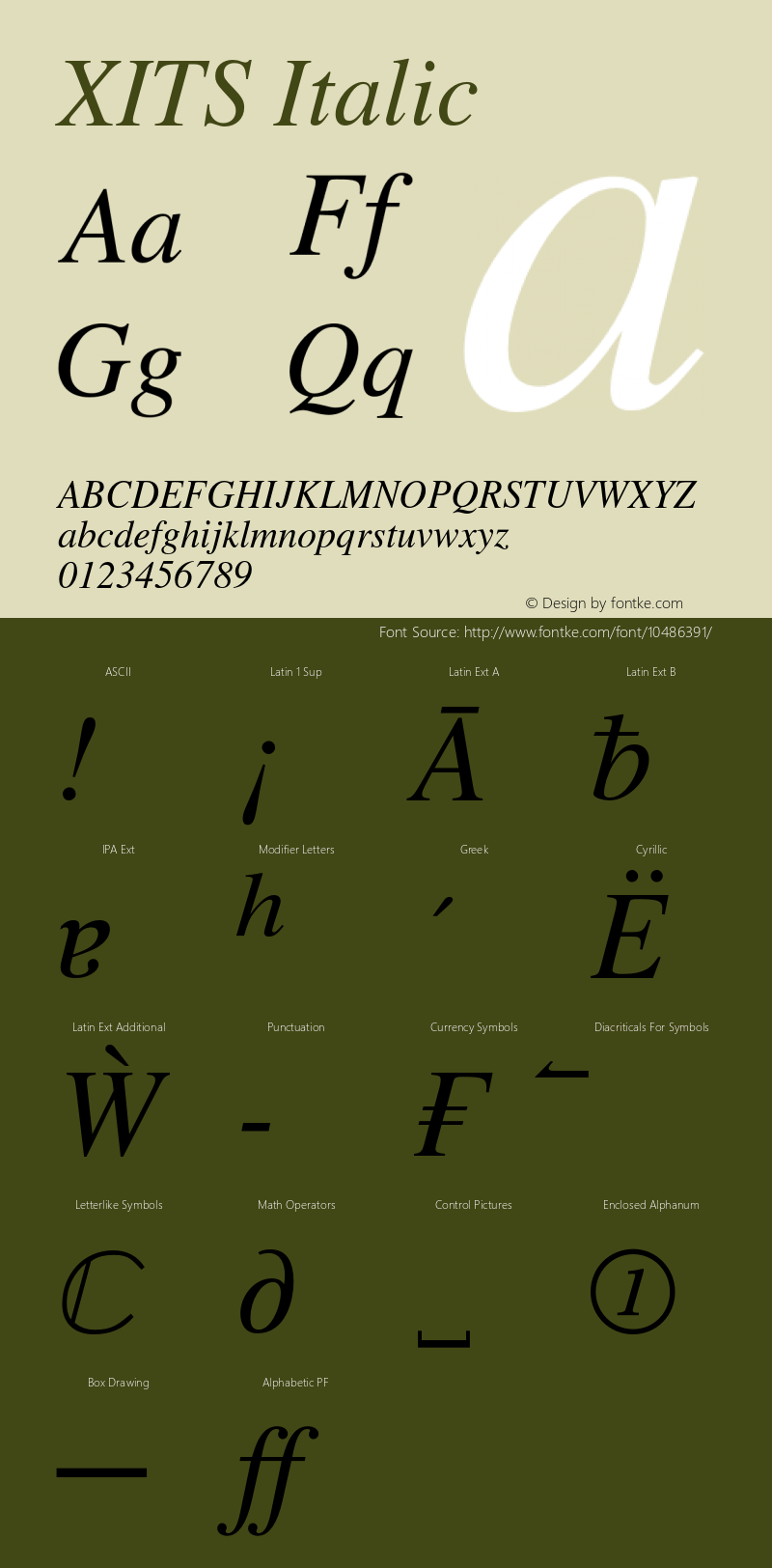 XITS Italic Version 1.107 Font Sample