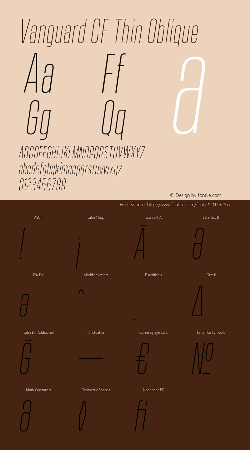 Vanguard CF Thin Oblique Version 2.300;Glyphs 3.1.2 (3151)图片样张