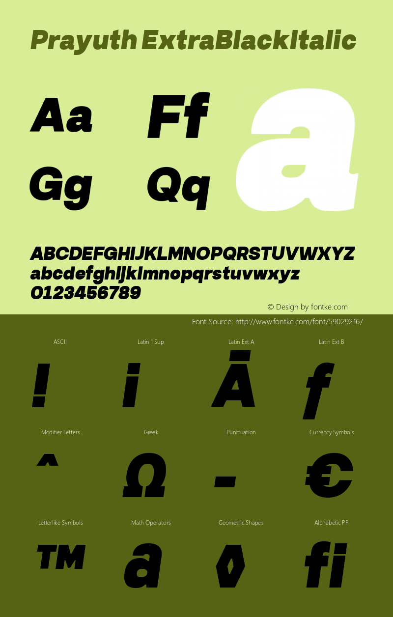 Prayuth ExtraBlackItalic Version 1.00 Font Sample