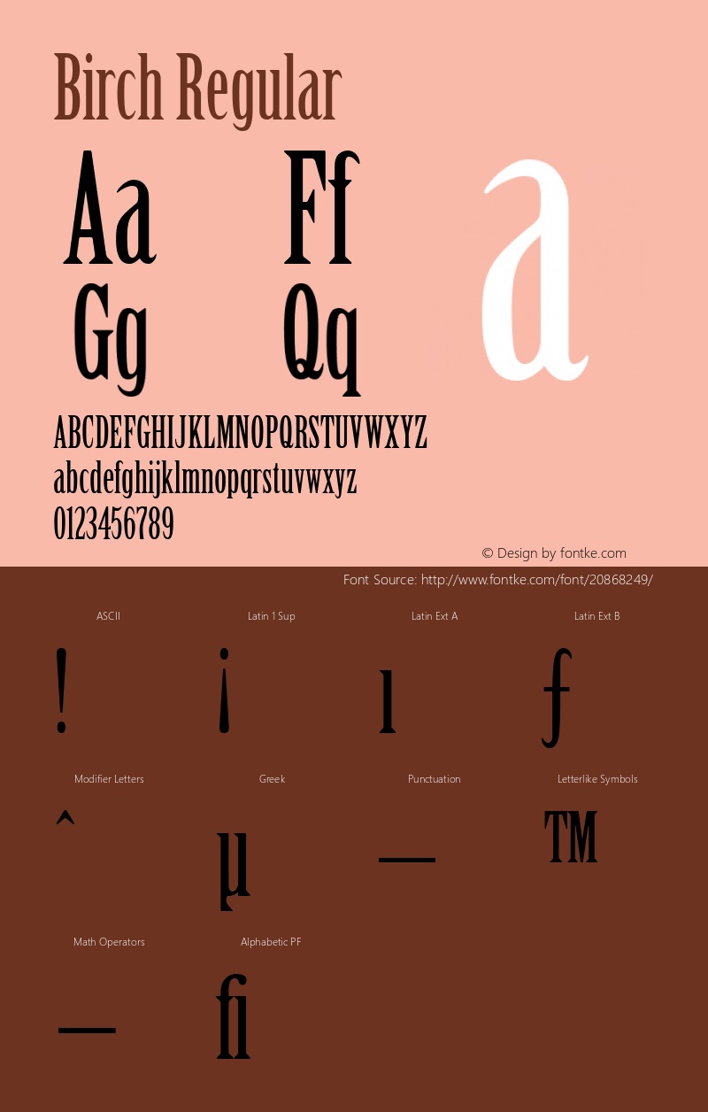 Birch Version 001.002 Font Sample