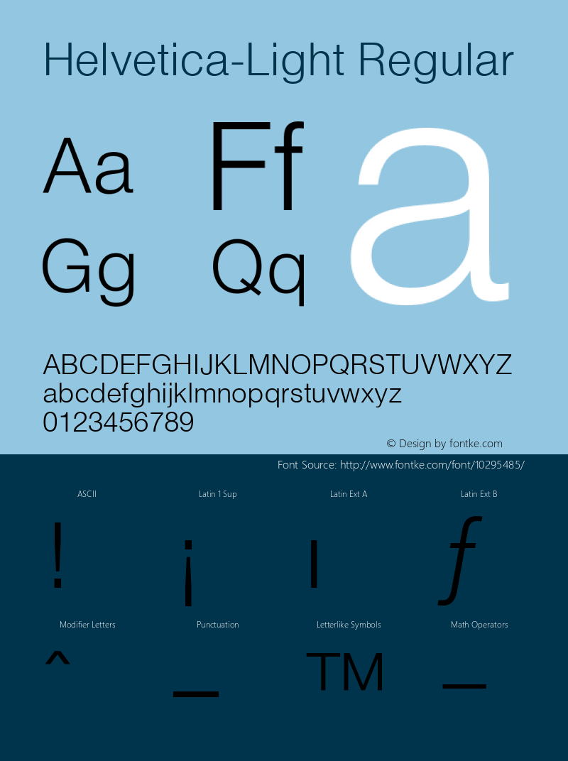 Helvetica-Light Regular 001.001 Font Sample